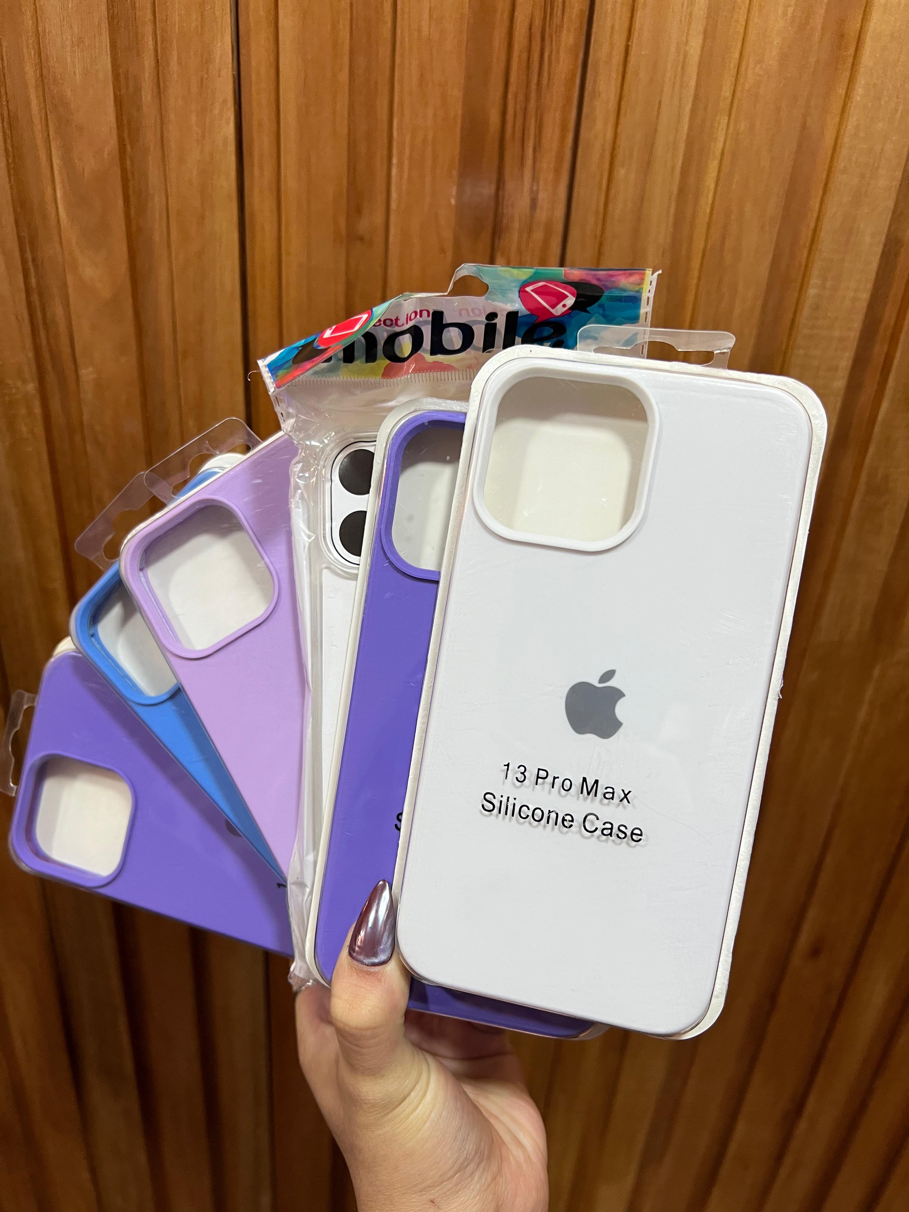 Funda Silicona iPhone 13 Pro Max Morado, Blanco y Azul - Colección móvil - TechZone Store