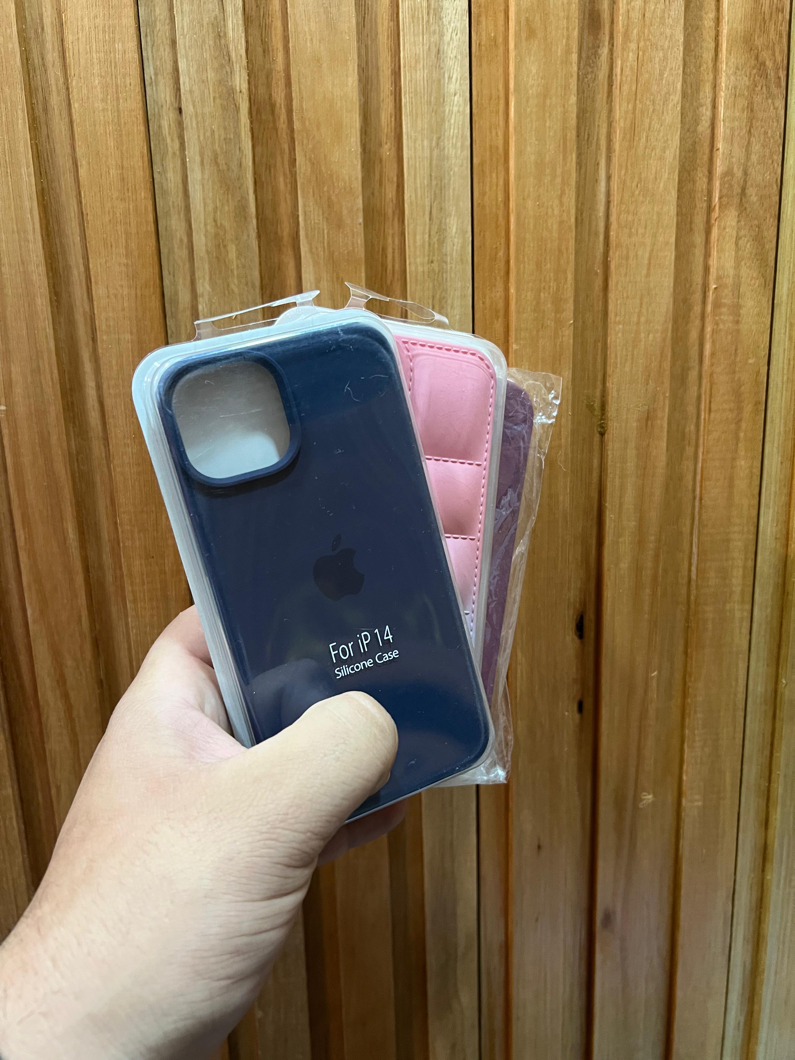 Funda Silicona iPhone 14 Rosa, Marrón y Azul Marino - TechZone Store