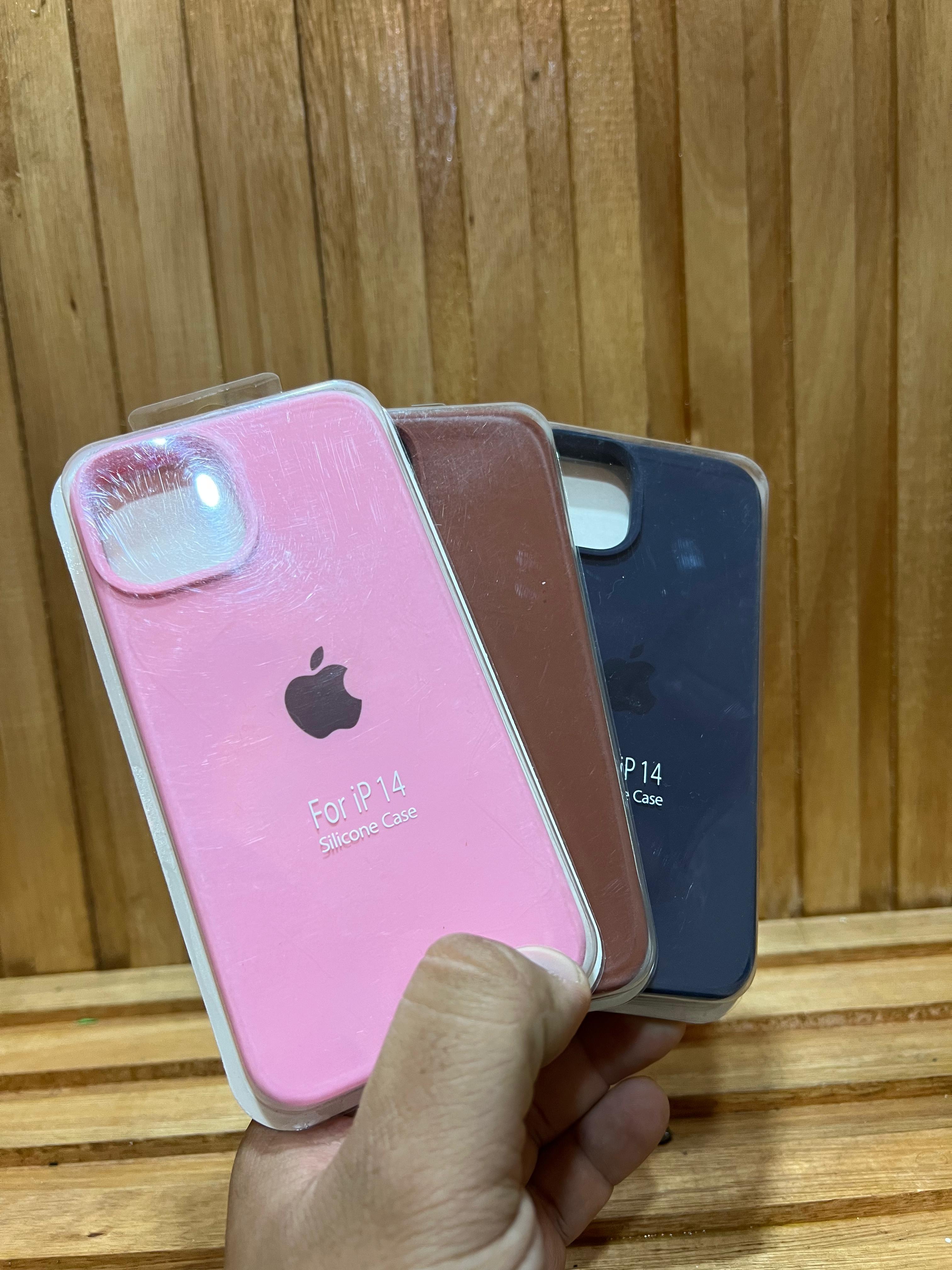 Funda Silicona iPhone 14 Rosa, Marrón y Azul Marino - Colores elegantes - TechZone Store