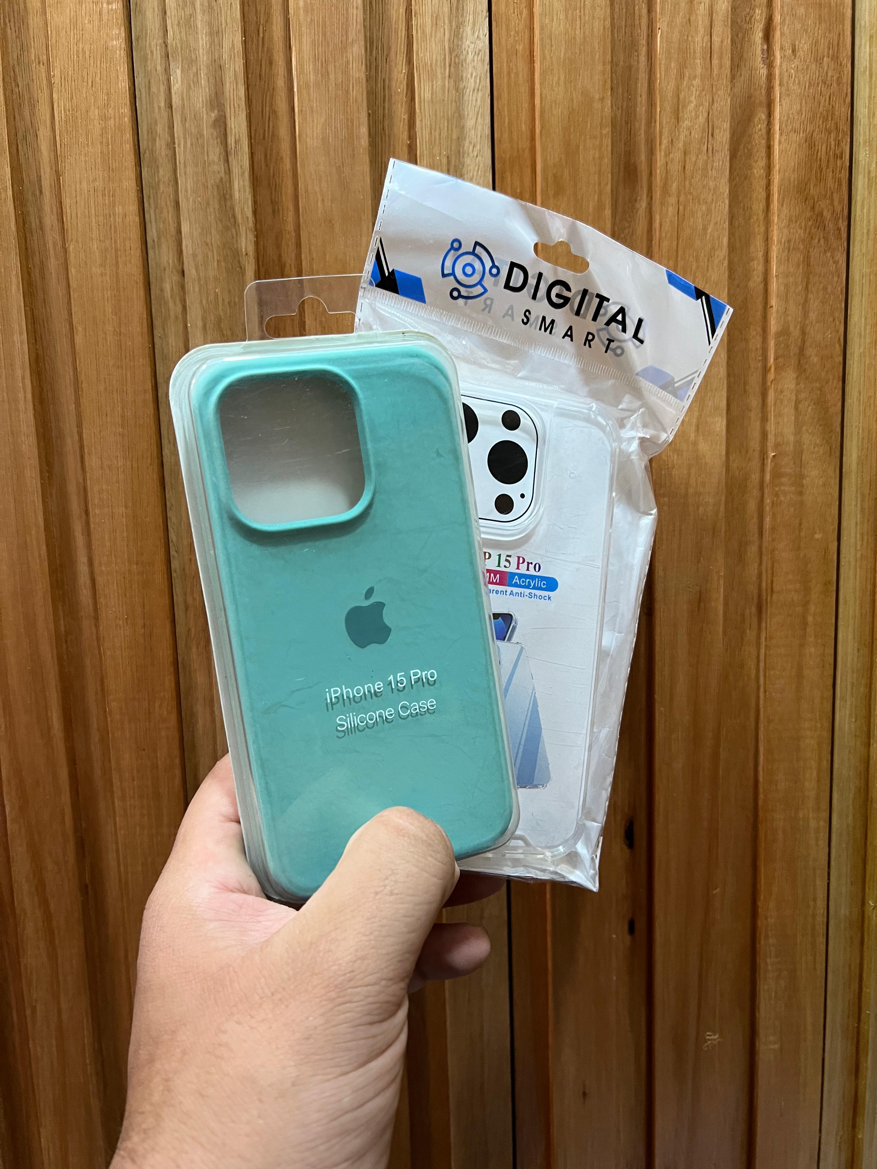 Funda Silicona iPhone 15 Pro Verde Turquesa - Protección Pro - TechZone Store